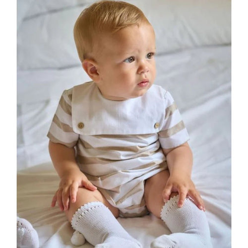 Baby Boy Camel Stripe Romper (Rapife) - CottonKids.ie - 12 month - 18 month - 2 year