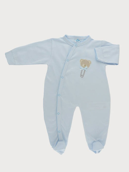 Baby Boy Pale Blue Cotton Babygrow (Sardon) - CottonKids.ie - 0-1 month - 1-2 month - 3 month