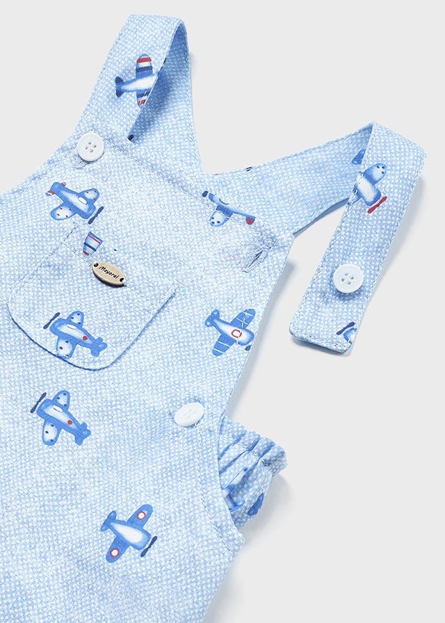 Baby Boys Blue Cotton Planes Dungaree Set (mayoral) - CottonKids.ie - 1-2 month - 12 month - 18 month