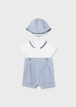 Baby Boys Blue Cotton Stripe Shortie Set (mayoral) - CottonKids.ie - 1-2 month - 12 month - 18 month