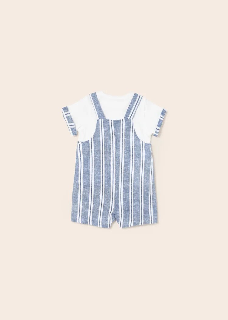 Baby Boys Blue Linen & Cotton Dungaree Set (mayoral) - CottonKids.ie - 1-2 month - 12 month - 18 month