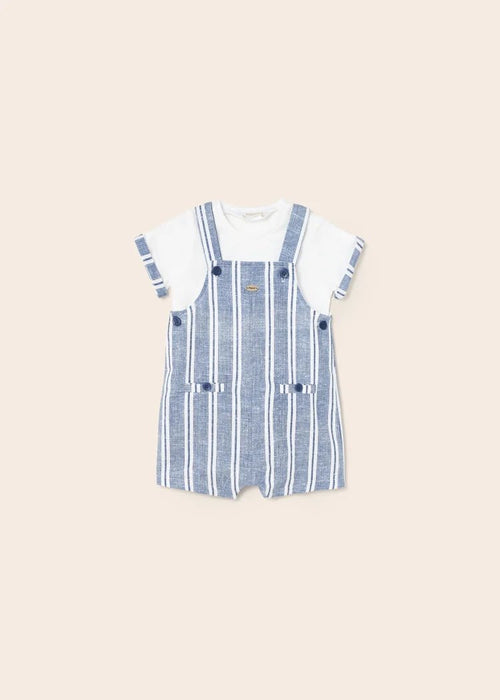 Baby Boys Blue Linen & Cotton Dungaree Set (mayoral) - CottonKids.ie - 1-2 month - 12 month - 18 month
