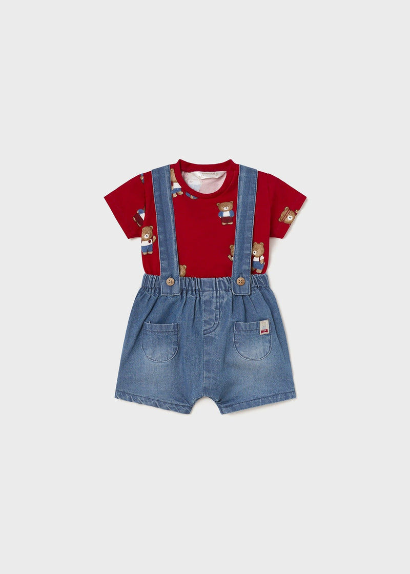 Baby Boys Red & Blue Chambray Shorts Set (mayoral) - CottonKids.ie - 1-2 month - 12 month - 18 month