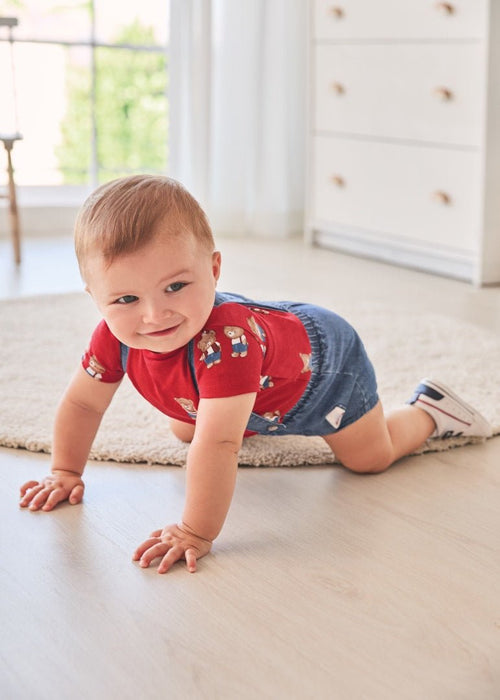 Baby Boys Red & Blue Chambray Shorts Set (mayoral) - CottonKids.ie - 1-2 month - 12 month - 18 month