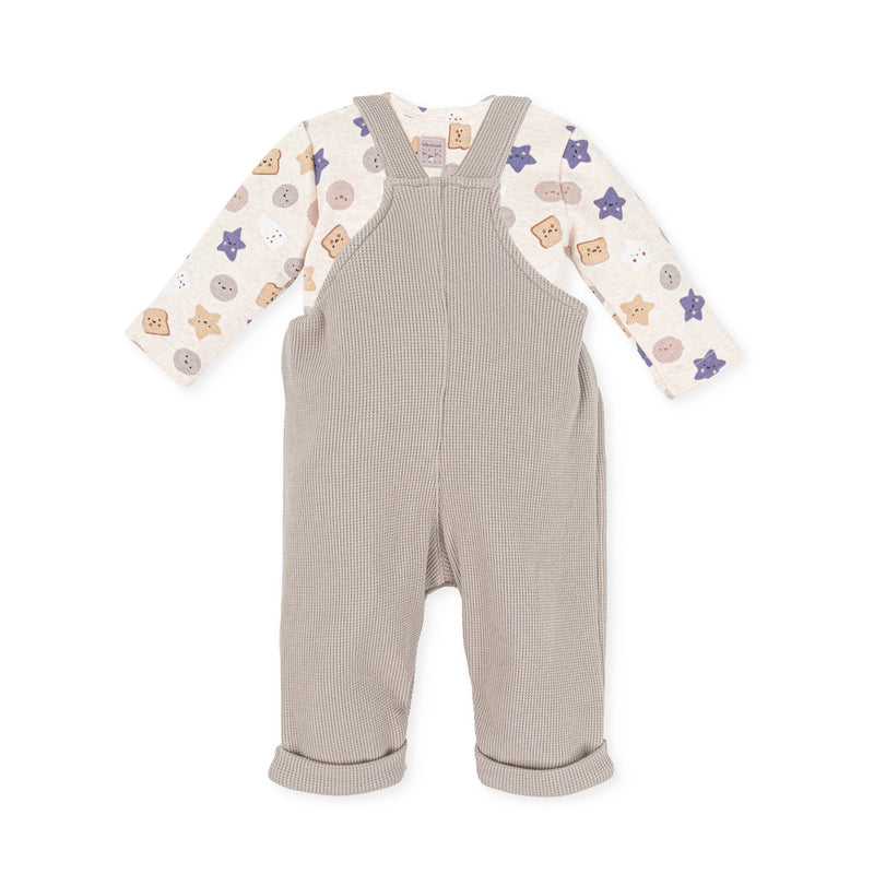 Baby Girl Boy Unisex Dungaree Set Beige (Tutto Piccolo) - CottonKids.ie - 12 month - 18 month - 2 year