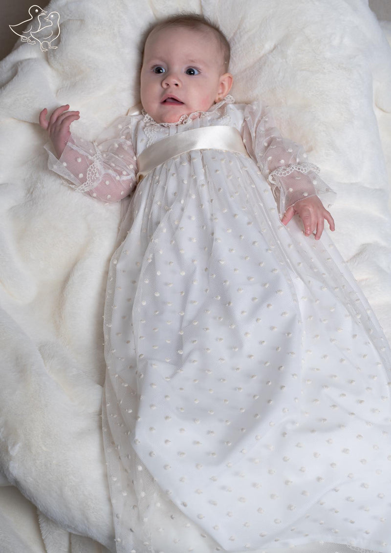 Long Christening Gown White Ivory, Cotton Baptism Gown, Girls Baptism  Dress, Dedication Dress, Free Personalization - Etsy