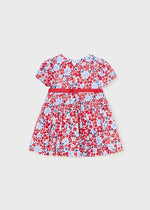 Baby Girl Red Blue Flowers Satin Printed Dress (mayoral) - CottonKids.ie - 12 month - 18 month - 2 year