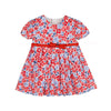 Baby Girl Red Blue Flowers Satin Printed Dress (mayoral) - CottonKids.ie - 12 month - 18 month - 2 year