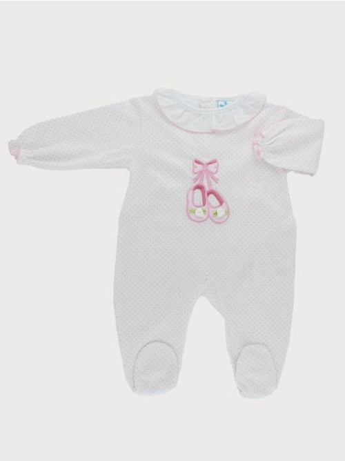 Baby Girl White Ballet Slippers Cotton Romper (Sardon) - CottonKids.ie - 0-1 month - 1-2 month - 3 month