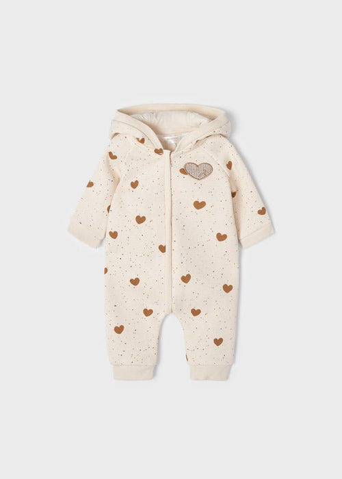 Baby Girls Beige Hooded Romper (mayoral) - CottonKids.ie - 0-1 month - 1-2 month - 3 month