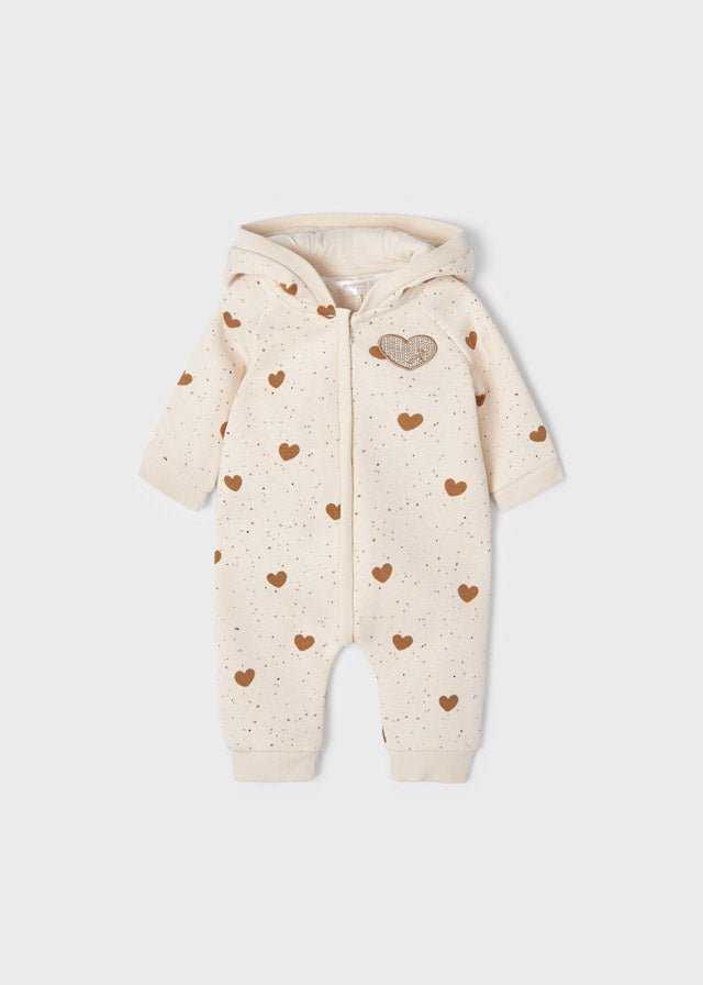 Baby Girls Beige Hooded Romper (mayoral) - CottonKids.ie - 0-1 month - 1-2 month - 3 month