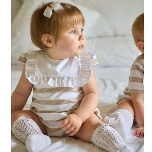Baby Girls Camel Stripe Romper (Rapife) - CottonKids.ie - 0-1 month - 1-2 month - 12 month