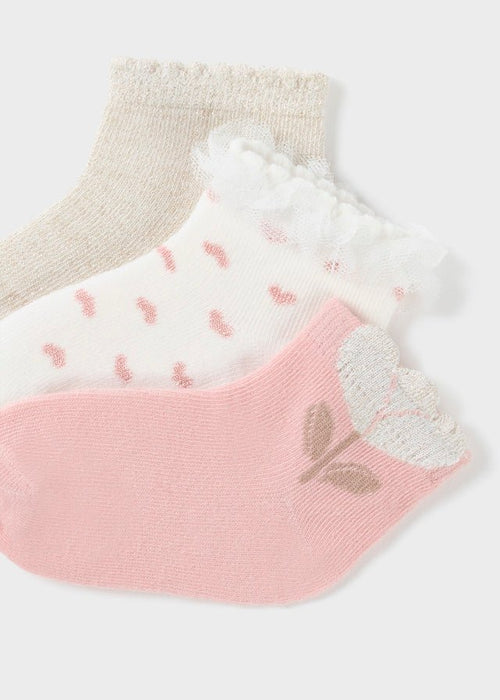 Baby Girls Pink & Ivory Frilly Socks (3 Pack) (mayoral) - CottonKids.ie - 18 month - 2 year - 3 year