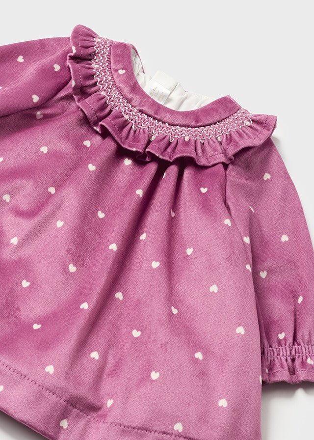 Baby Girls Purple Heart Velvet Dress (mayoral) - CottonKids.ie - 1-2 month - 12 month - 18 month