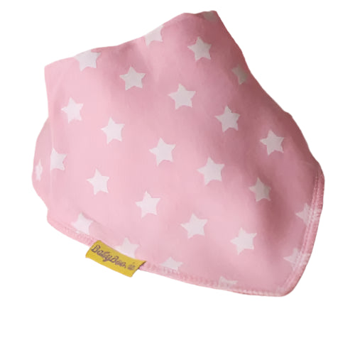 BABY PINK WITH WHITE STARS ORGANIC COTTON DRIBBLEBOO BANDANA BIB - CottonKids.ie - Bib - BabyBoo - Bibs -