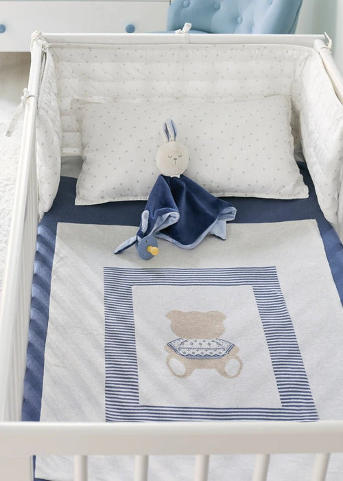 Beige & Blue Cotton Knit Blanket (105cm) (mayoral) - CottonKids.ie - Blanket - Blankets - Boy - Mayoral