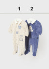 Blue & Beige Velour Babygrows (sold separately) (mayoral) - CottonKids.ie - 1-2 month - 3 month - 6 month