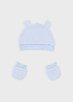 Blue Hat With Ears & Mittens Set (mayoral) - CottonKids.ie - Baby & Toddler Hats - 1-2 month - 3 month - Boy