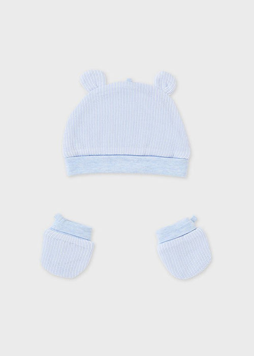 Blue Hat With Ears & Mittens Set (mayoral) - CottonKids.ie - Baby & Toddler Hats - 1-2 month - 3 month - Boy