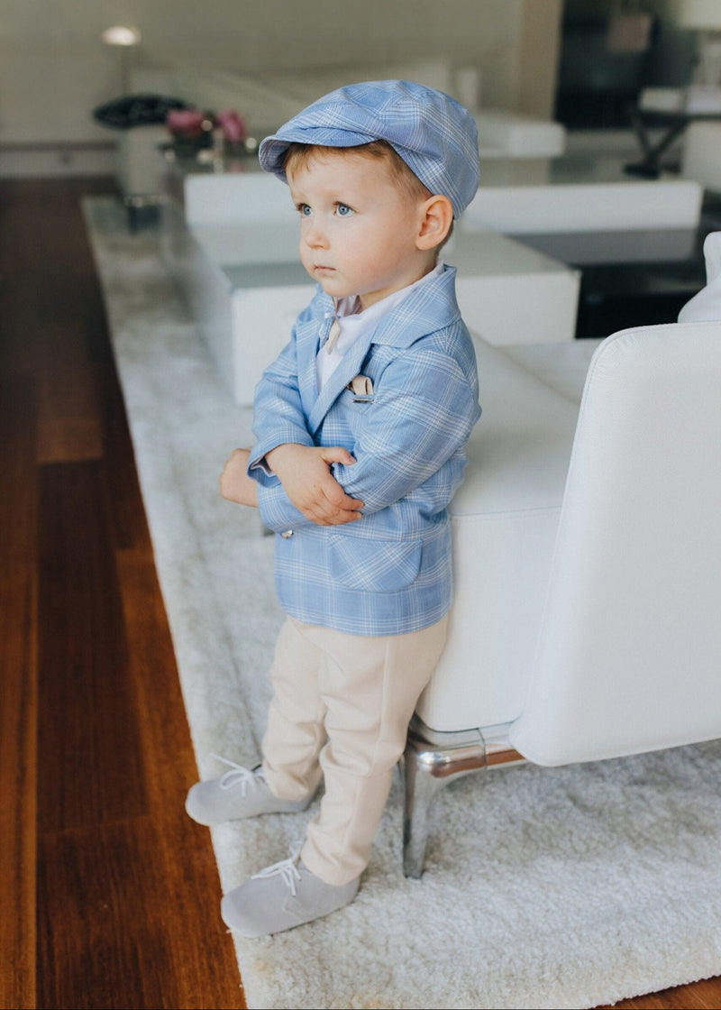 Boys Blue Jacket Beige Trousers Set Frank –