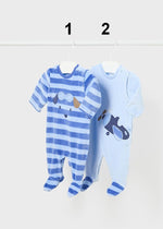 Blue & Striped Velour Babygrows (sold separately) (mayoral) - CottonKids.ie - 1-2 month - 3 month - 6 month