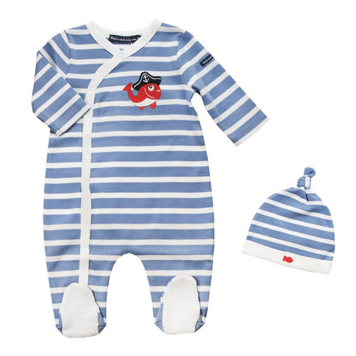 Blue & White Babygrow Hat Set (Week-end à la mer) - CottonKids.ie - 0-1 month - 1-2 month - 12 month