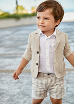 Boys Beige Cotton & Linen Twill Christening Blazer IRELAND