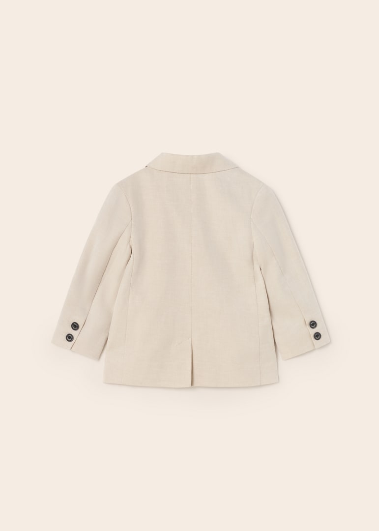 Boys Beige Cotton & Linen Twill Christening Blazer IRELAND