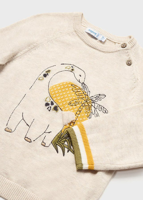 Boys Beige Dinosaur Cotton Sweater (mayoral) - CottonKids.ie - 12 month - 18 month - 2 year