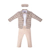 Boys Check Beige Christening Outfit Set IRELAND