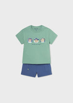 Boys Green Cotton Monkey-Print Shorts Set (mayoral) - CottonKids.ie - 12 month - 18 month - 2 year