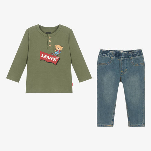 Boys Green Top & Jeans Set (LEVIS) - CottonKids.ie - 18 month - 2 year - 3 year