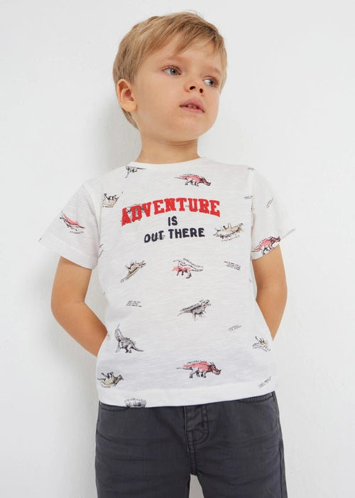 Boys Ivory Cotton Dinosaur T-Shirt (mayoral) - CottonKids.ie - 2 year - 3 year - 5 year