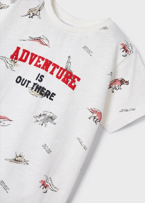 Boys Ivory Cotton Dinosaur T-Shirt (mayoral) - CottonKids.ie - 2 year - 3 year - 5 year