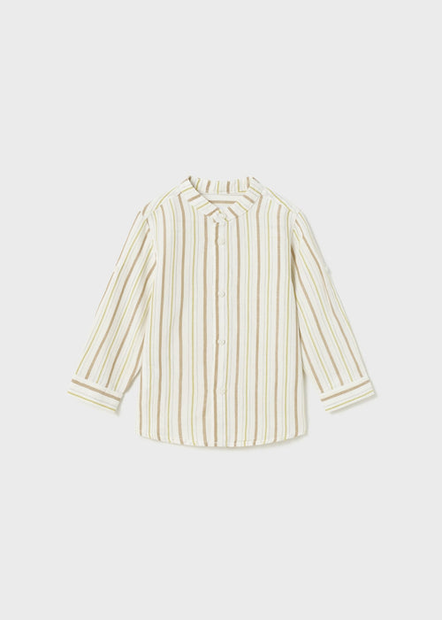 Boys Ivory Stripe Cotton & Linen Shirt (mayoral) - CottonKids.ie - 12 month - 18 month - 2 year