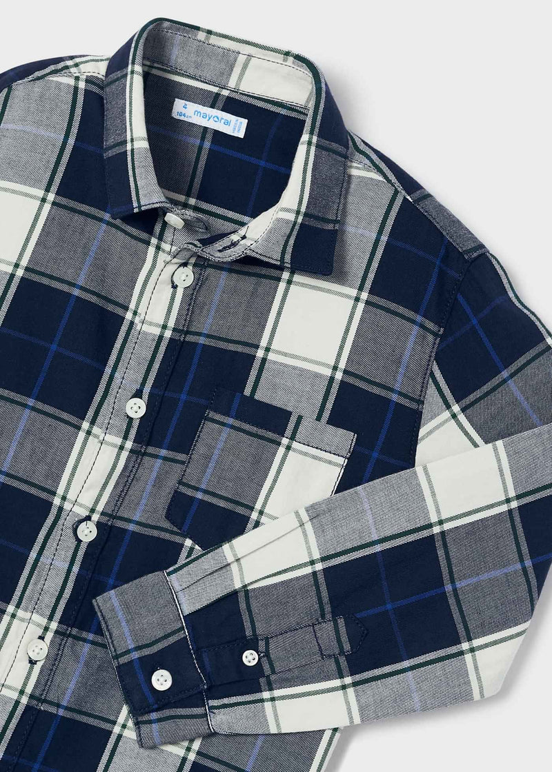 Boys Navy Blue Checked Shirt (mayoral) - CottonKids.ie - Top - 2 year - 4 year - 5 year