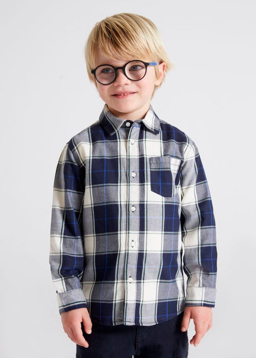 Boys Navy Blue Checked Shirt (mayoral) - CottonKids.ie - Top - 2 year - 4 year - 5 year