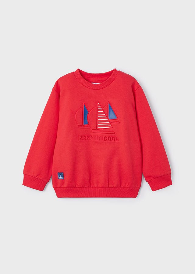 Boys Red Cotton Sail Boat Sweatshirt (mayoral) - CottonKids.ie - Jumper - 2 year - 3 year - 4 year
