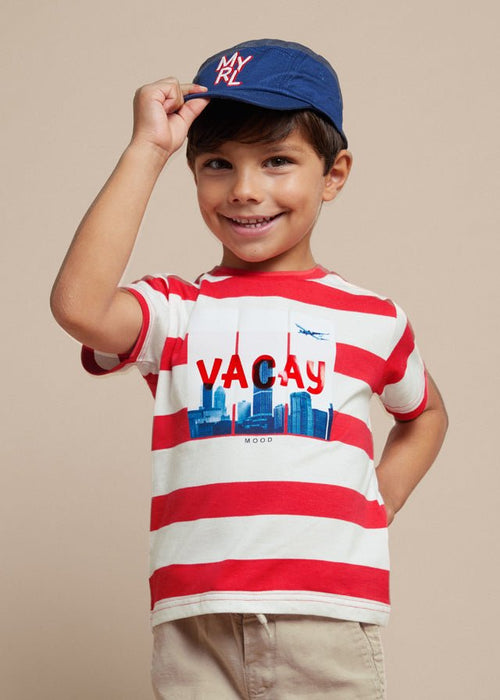 Boys Red Striped Cotton Vacay T-Shirt (mayoral) - CottonKids.ie - 3 year - 4 year - 5 year