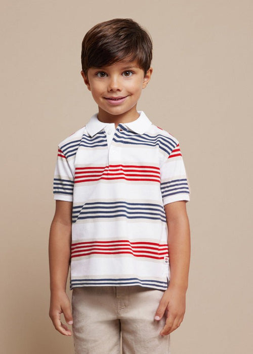 Boys White Striped Cotton Polo Shirt (mayoral) - CottonKids.ie - 2 year - 3 year - 4 year