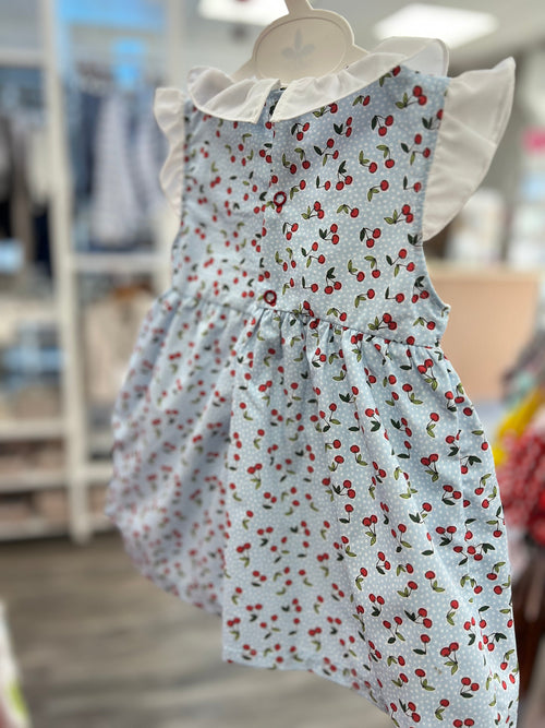 Cherry Print Dress With Collar (Sardon) - CottonKids.ie - Dress - 12 month - 18 month - 2 year