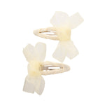 CREAM Baby Snap Clips With Twist And Ribbon Bow - Cream Organza (Your Little Miss) - CottonKids.ie - Hair accessories - Girl - Hair Accessories -