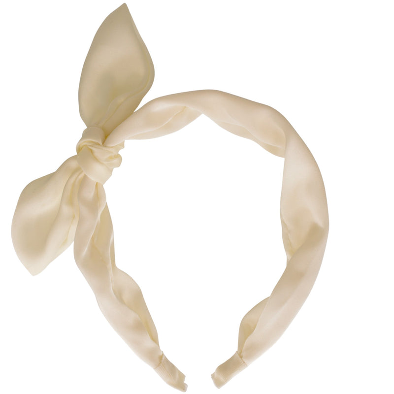 CREAM Ribbed Diadem With Bow - Taffeta (Your Little Miss) - CottonKids.ie - Hair accessories - 12 month - Girl - Hair Accessories
