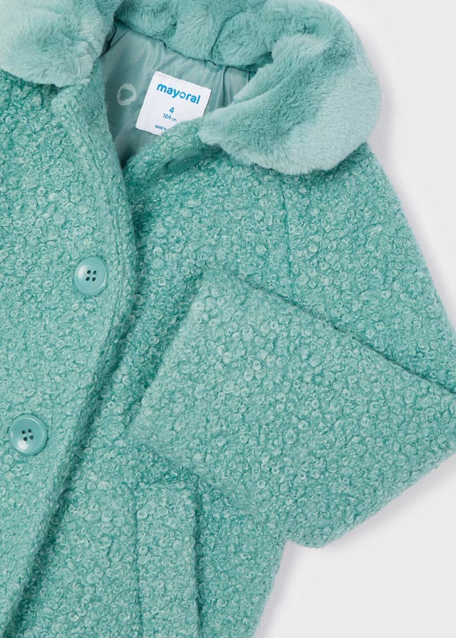 Girls Aqua Green Bouclé Coat (mayoral) - CottonKids.ie - Coats & Jackets - 2 year - 4 year - 5 year