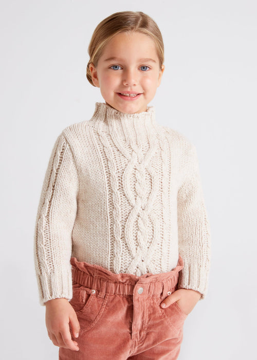 Girls Beige Cabe Knit Sweater (mayoral) - CottonKids.ie - Leggings - 3 year - 4 year - 5 year