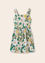 Girls Beige & Green Cotton Floral Dress (mayoral) - CottonKids.ie - 11-12 year - 13-14 year - 7-8 year