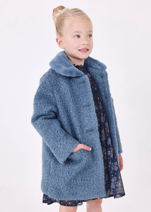 Girls Blue Bouclé Coat (mayoral) - CottonKids.ie - 2 year - 3 year - 4 year