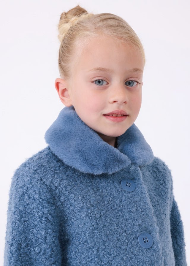 Girls Blue Bouclé Coat (mayoral) - CottonKids.ie - 2 year - 3 year - 4 year