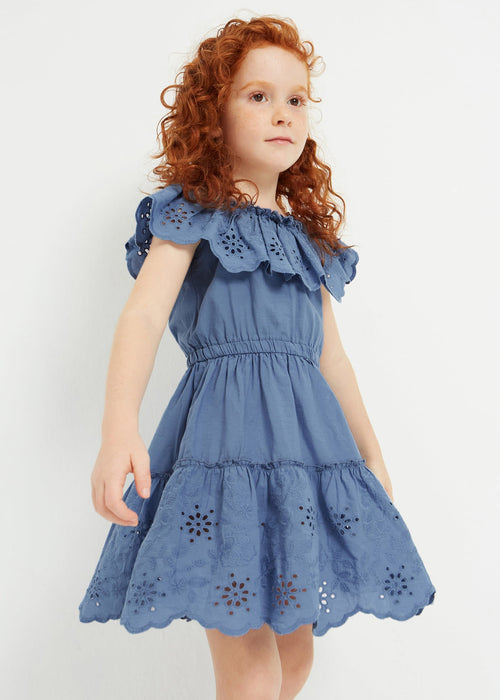 Girls Blue Cotton Broderie Anglaise Dress (mayoral) - CottonKids.ie - 6 year - 7-8 year - Dresses & Skirts