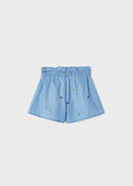 Girls Blue Embroidered Chambray Shorts (mayoral) - CottonKids.ie - Shorts - 2 year - 3 year - 4 year